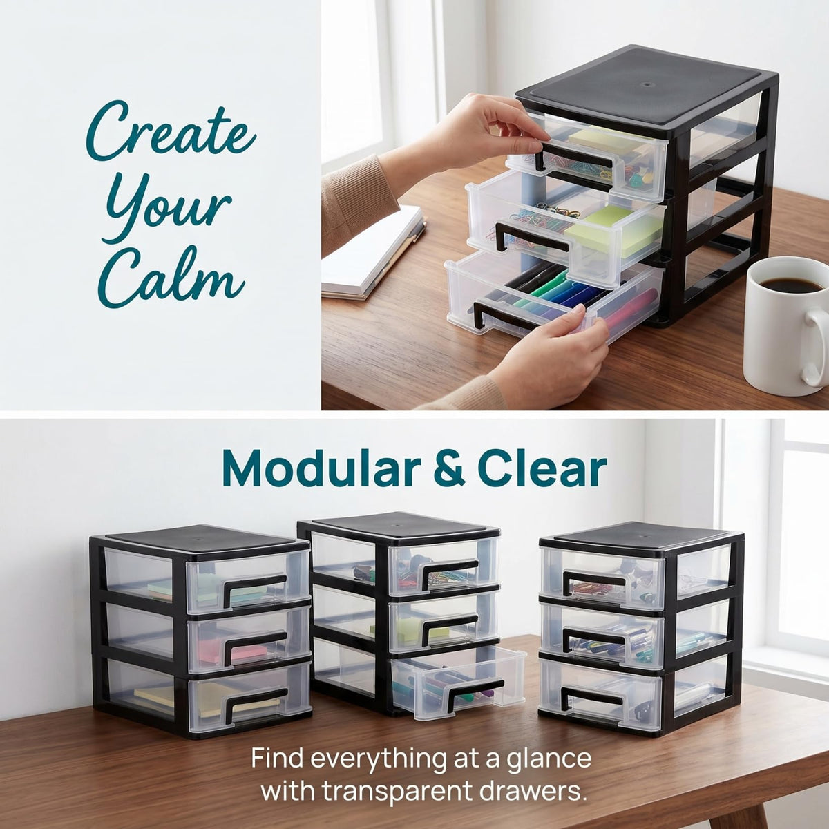 3 Drawer Plastic Desk Organizer B835885