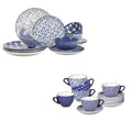 Ceramic Dinnerware Sets 12 Piece + 8 OZ Cappuccino Cup Set with Saucers R9470