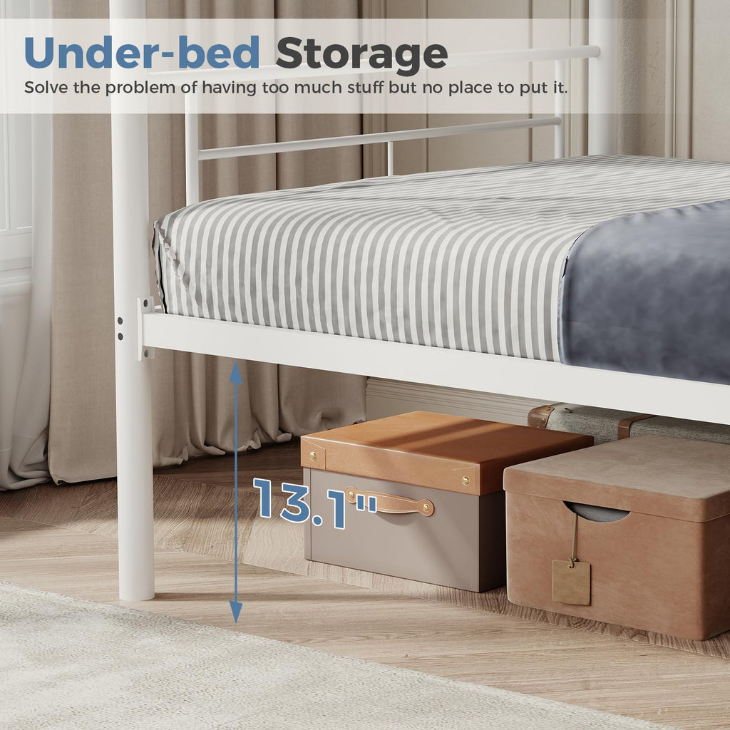 Metal Bunk Bed Twin Over Twin with Ladder and Guardrail Z804180