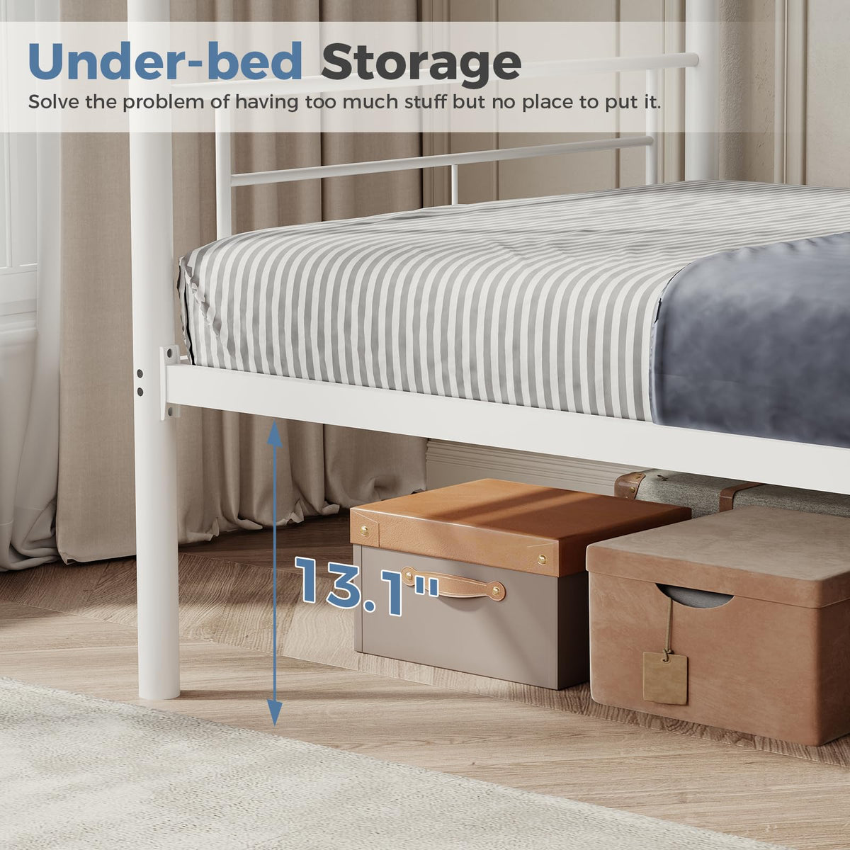 Metal Bunk Bed Twin Over Twin with Ladder and Guardrail Z804180