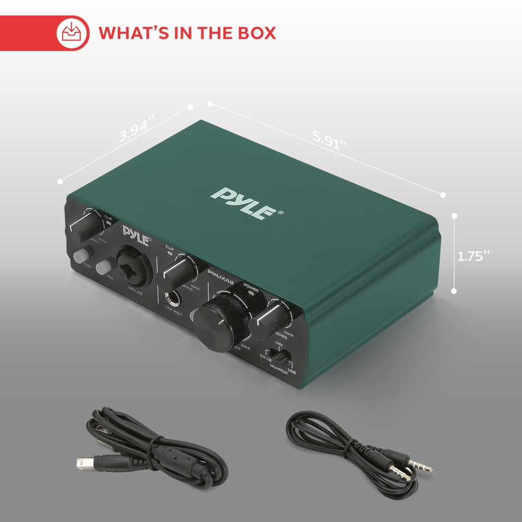 USB Audio Interface 2 Inputs 2 Outputs 48V Phantom Power Metal X3720