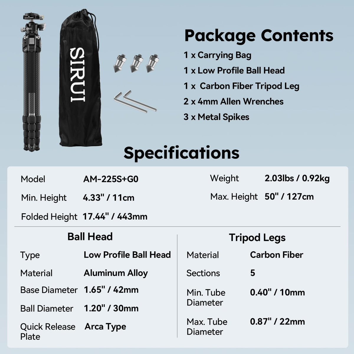 Carbon Fiber Travel Tripod with Quick Release Plate D1524
