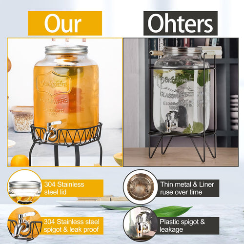 2 Gallon Glass Beverage Dispenser with Stand & Fruit Infuser G912187