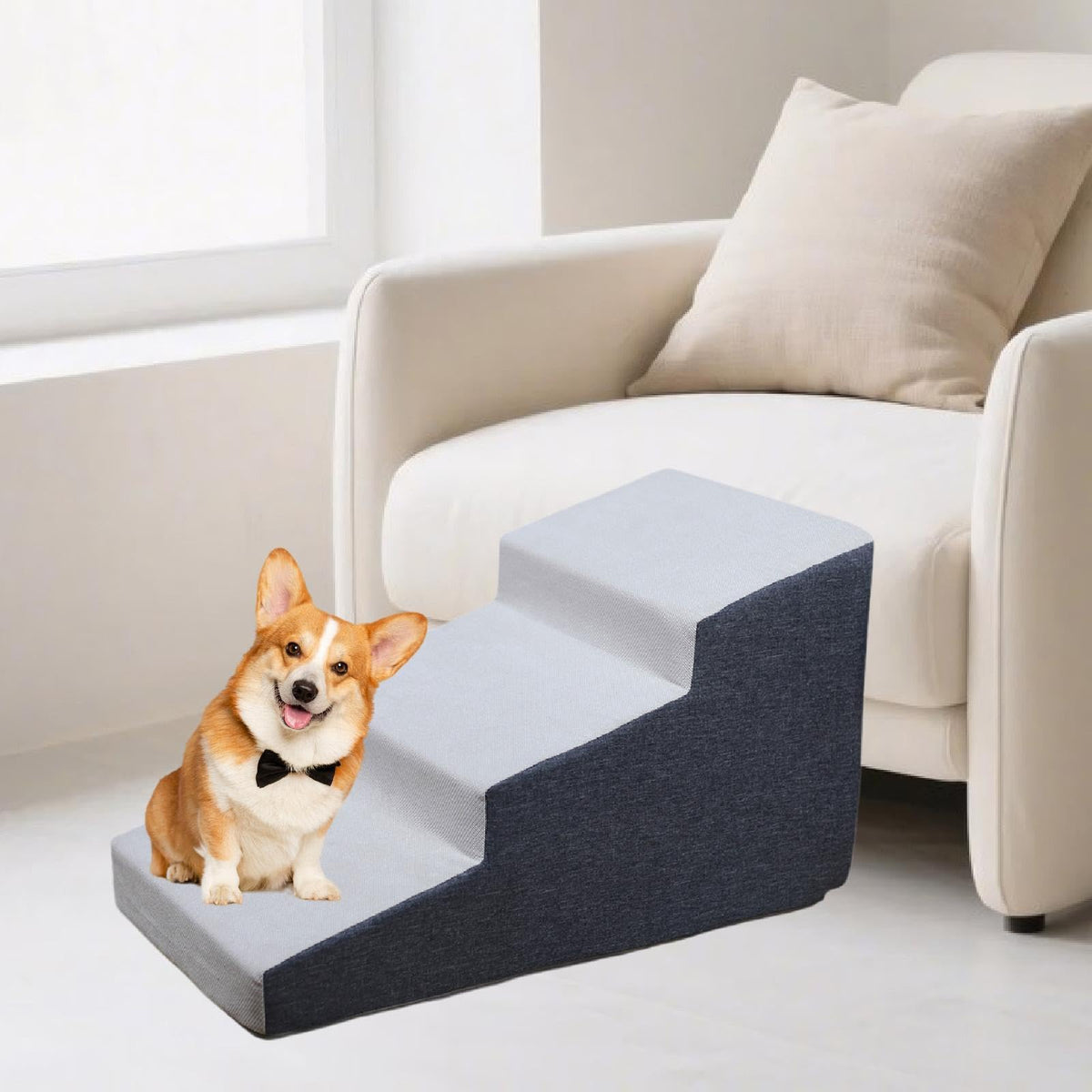3 Step Dog Stairs Non-Slip Dark Gray R86030