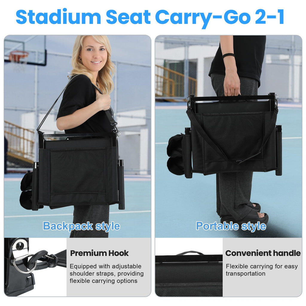 2 Pcs Folding Stadium Seat with Cup Holder G249208