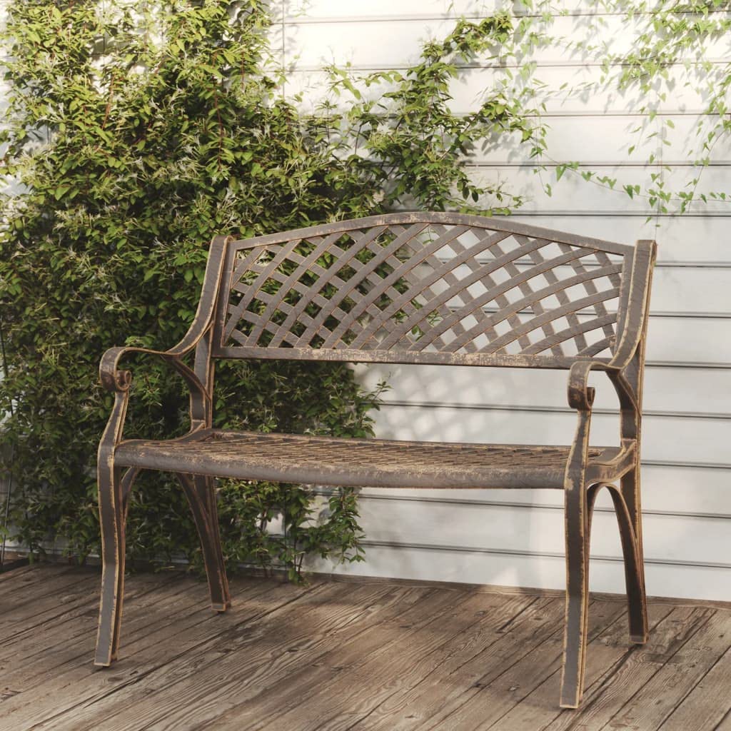 Bronze Cast Iron Garden Bench with Floral Design V832
