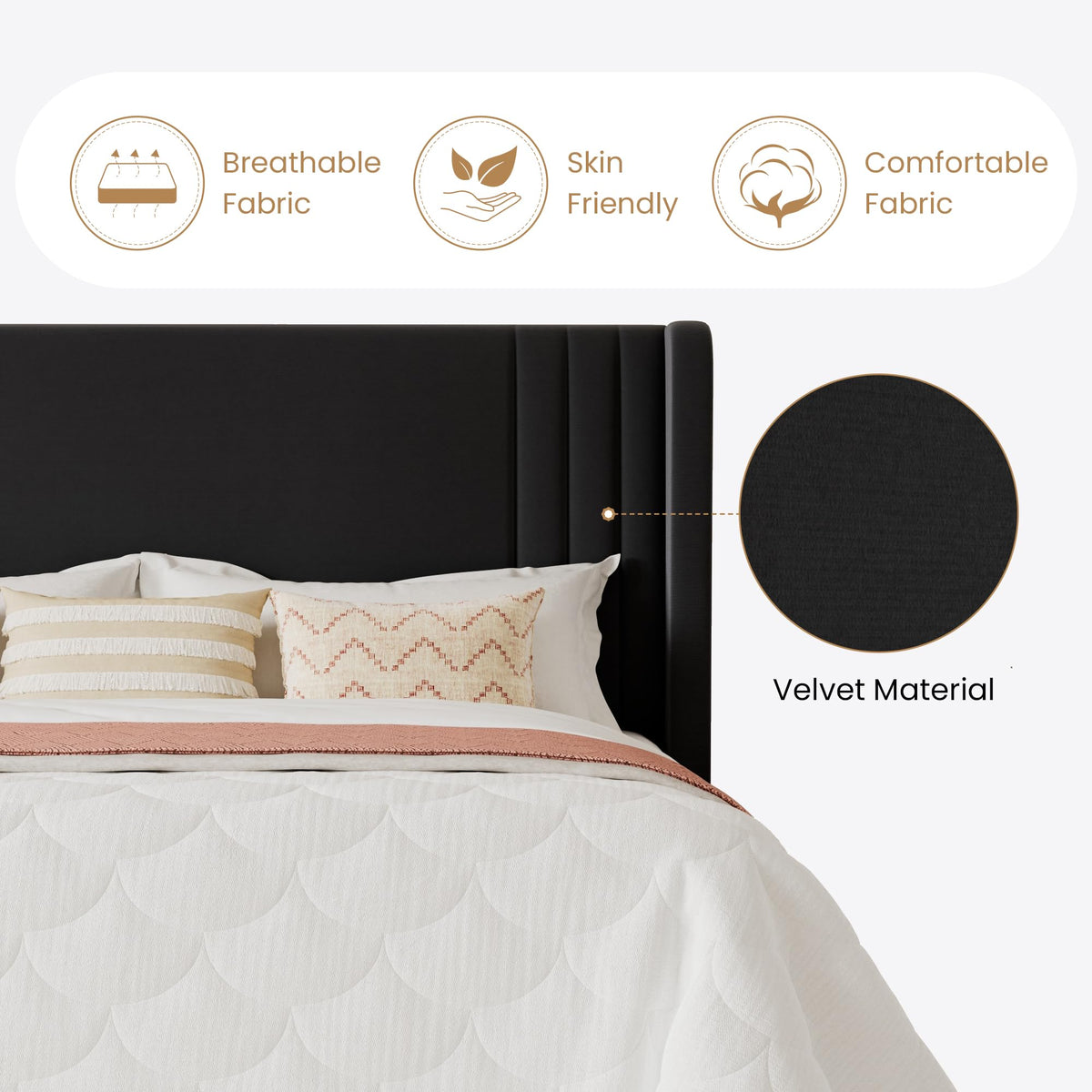 Queen Velvet Upholstered Bed Frame Q99709