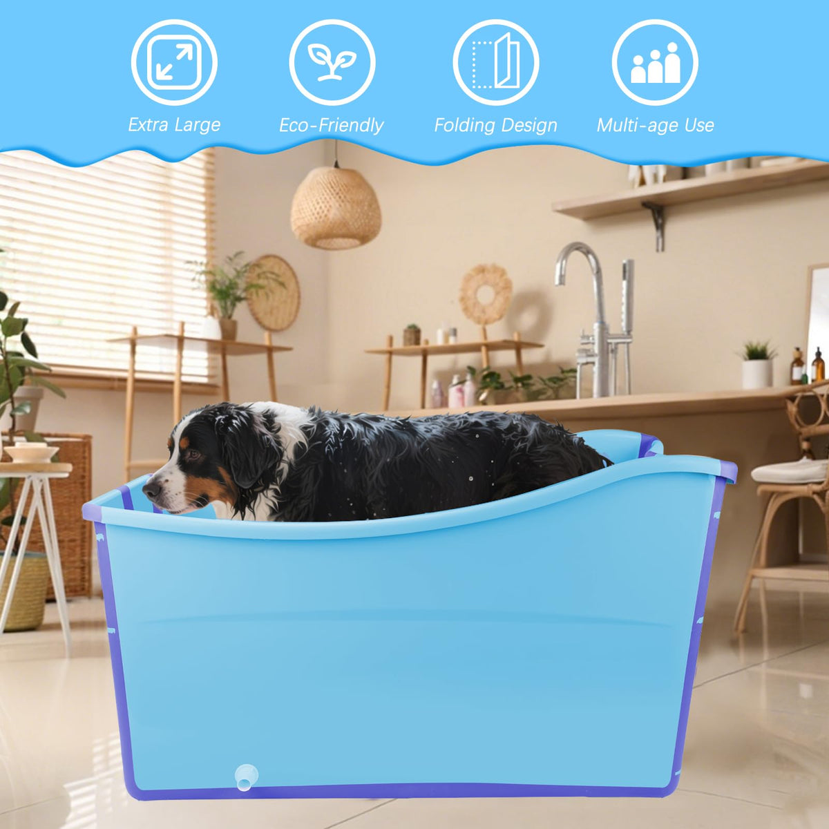 Collapsible Extra Large Dog Bathtub with Drainage Pipe K258591