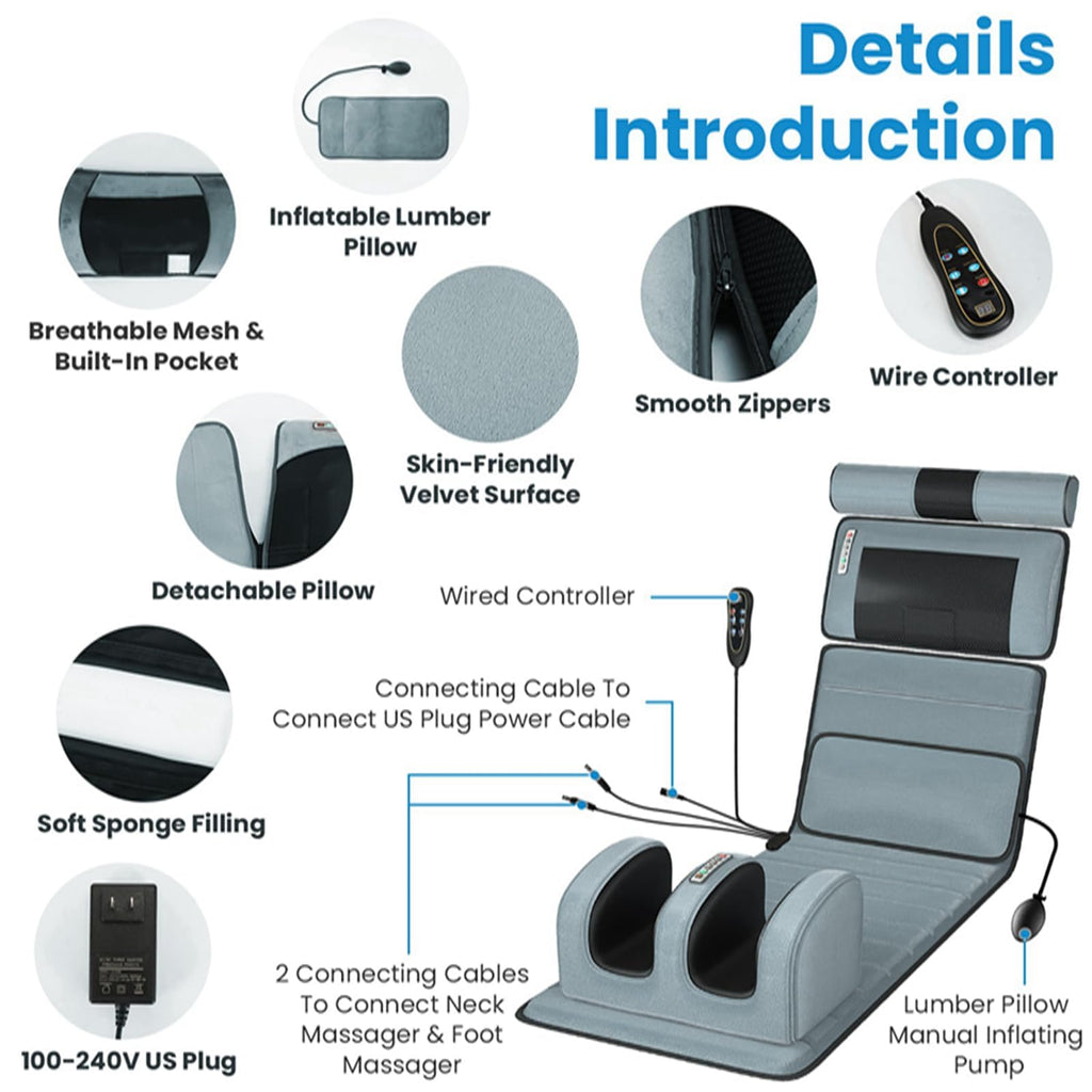 Full Body Electric Heating Vibration Massage Mat Cushion N5889