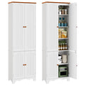 White 72" Kitchen Pantry Cabinet with Doors and Adjustable Shelves S88298