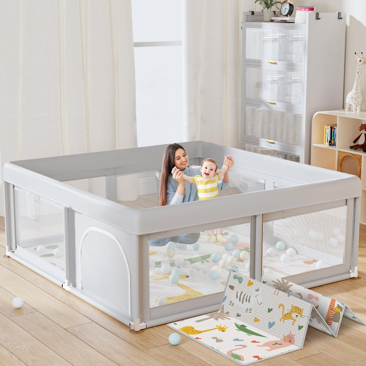 Baby Playpen with Mat, 50x50 Inch T5526