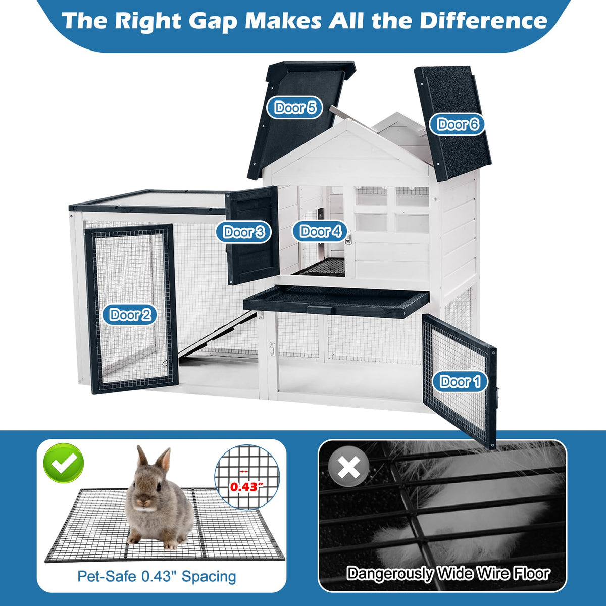 Indoor Outdoor Rabbit Cage with Weatherproof Roof G38342