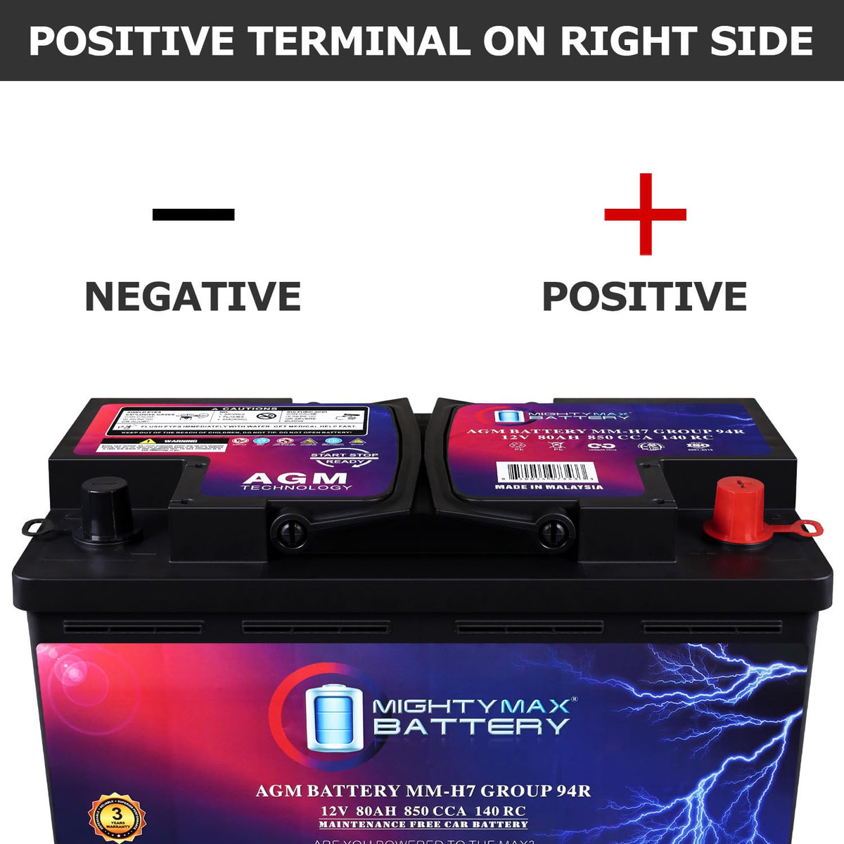 12V 80AH 850 CCA Replacement Battery U155