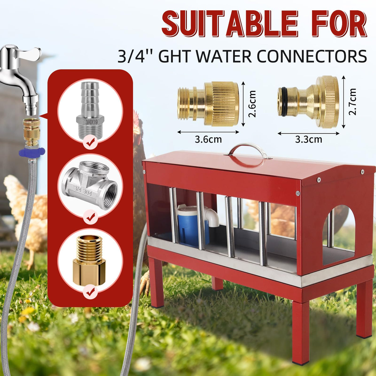 Automatic Chicken Waterer with Detachable Legs H1982