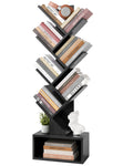 Black 6 Tier Wood Tree Bookshelf with Drawer A96024