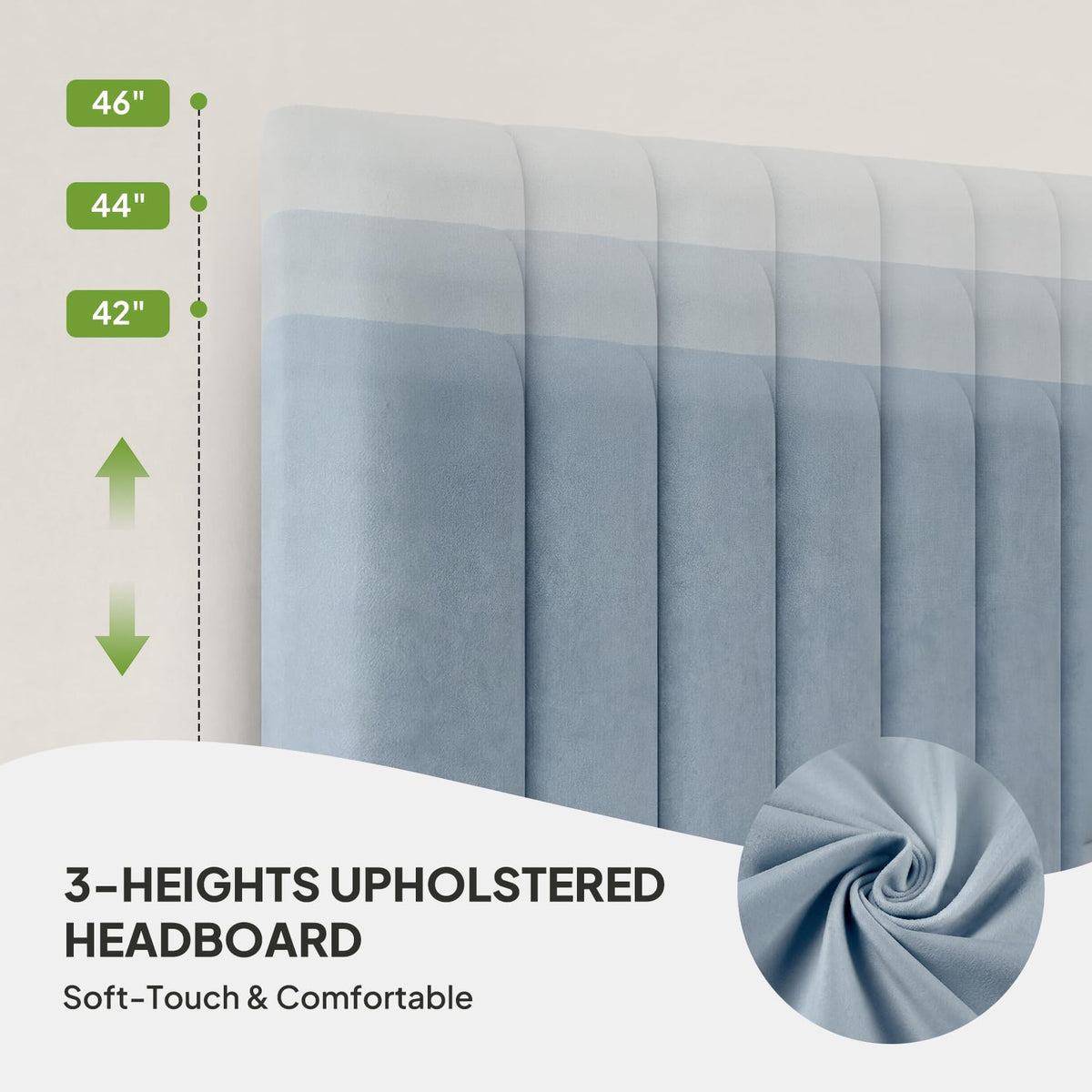 Full Size Blue Velvet Upholstered Bed Frame N600