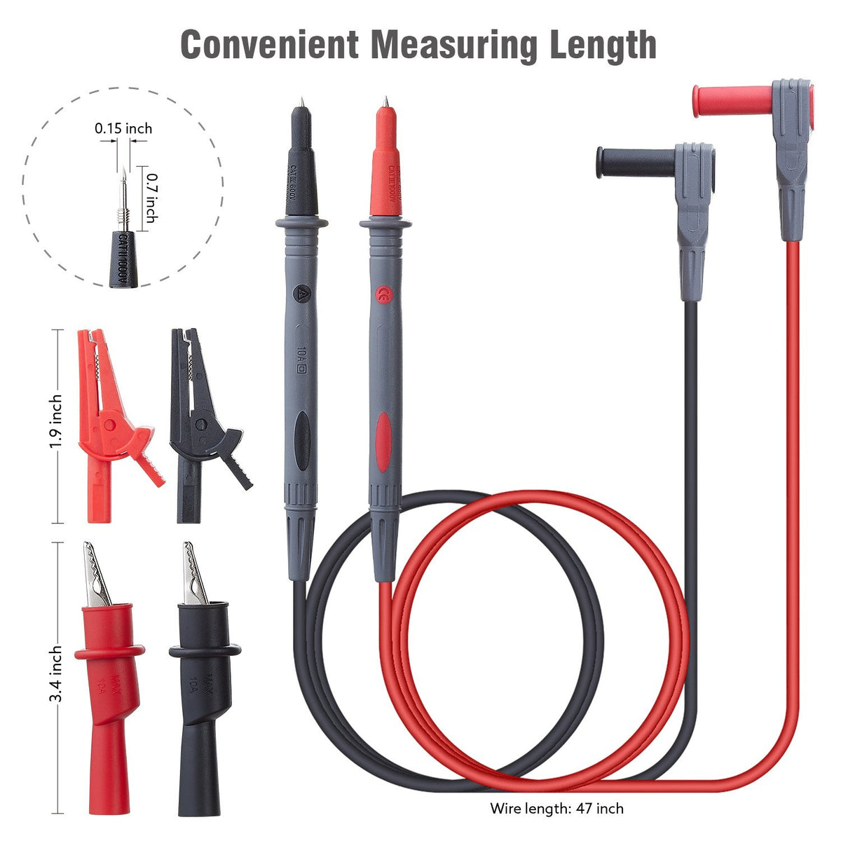 Silicone Multimeter Test Leads with Alligator Clips R2937