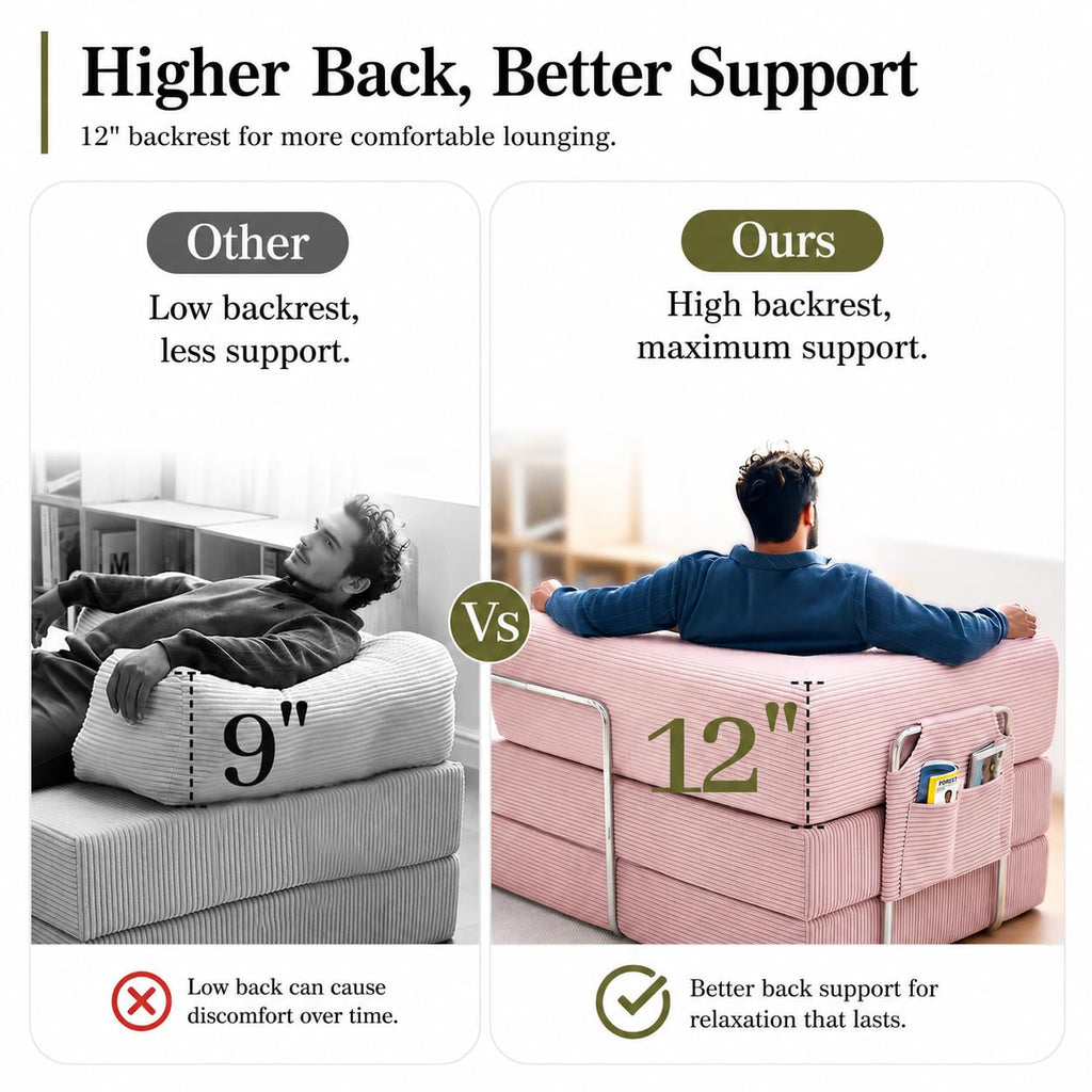 Folding Convertible Corduroy Sofa Bed King Size E571291