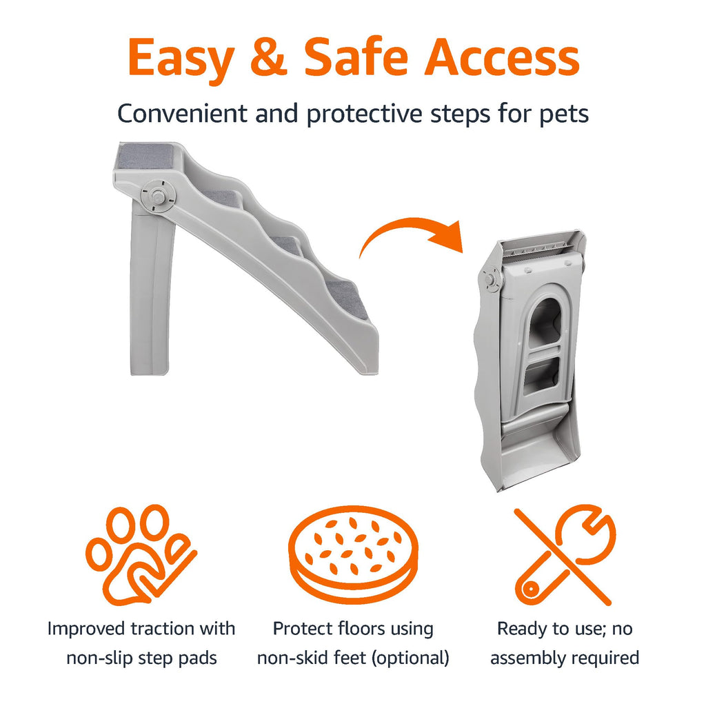 Foldable Non-Slip Pet Stairs Grey J687