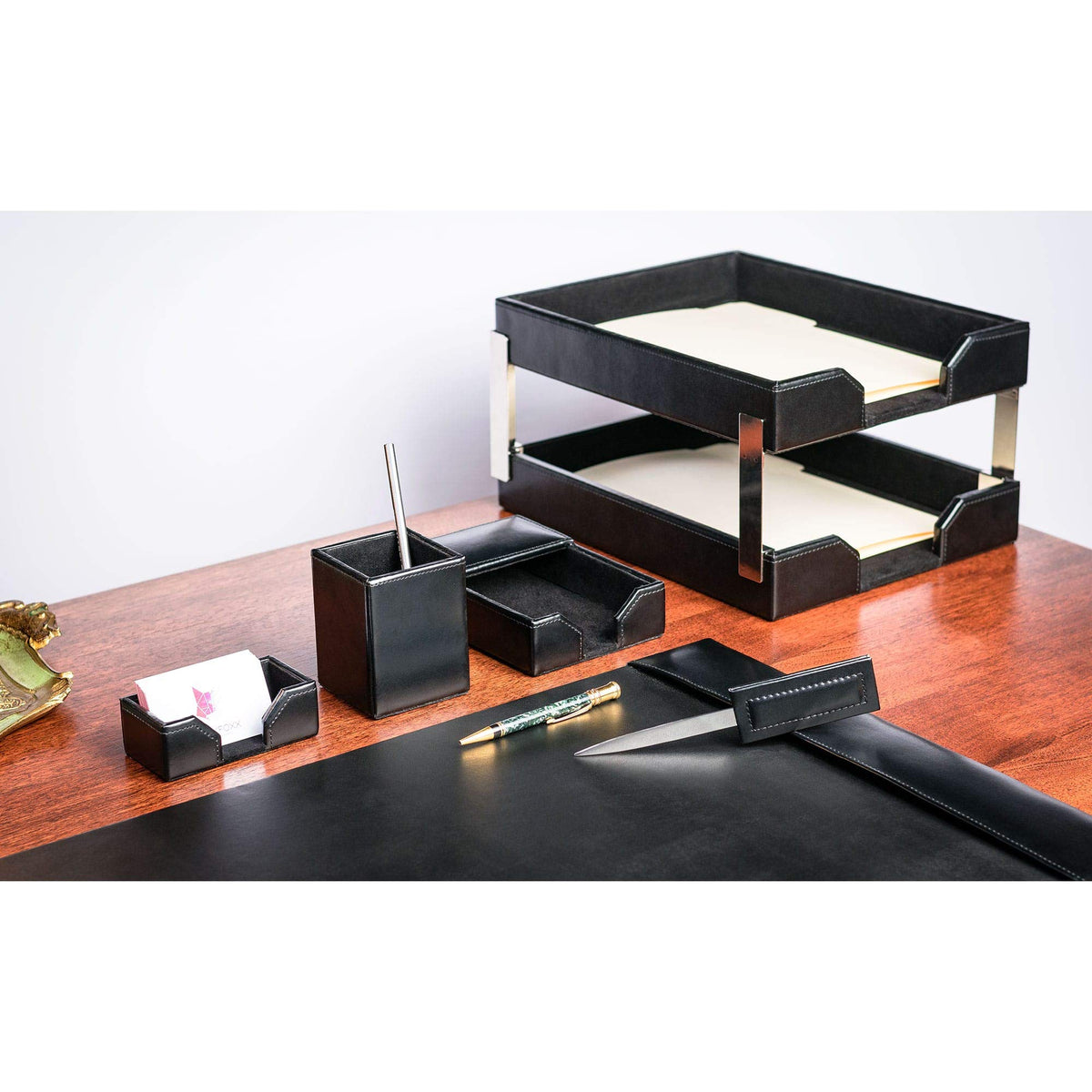 Black 8 Piece Bonded Leather Desk Set H250990