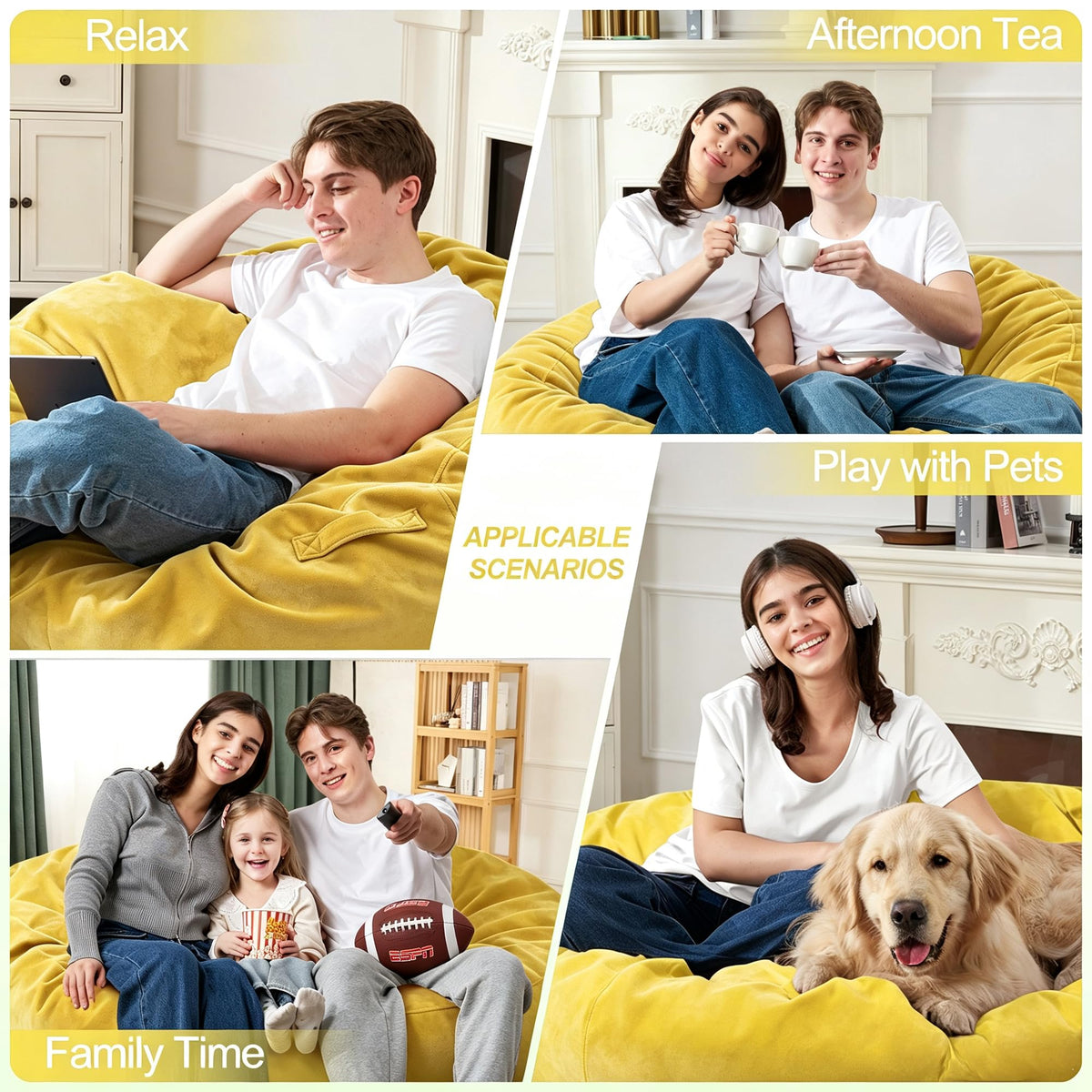 3FT Bean Bag Chair with Washable Cover L516