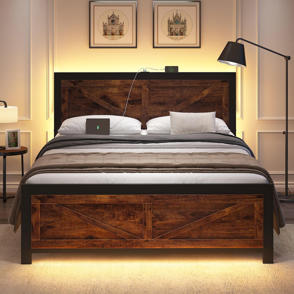 King Size Led Bed Frame with USB Charging Station L9809