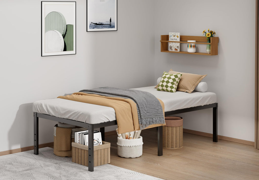 Twin XL 18 Inch Metal Platform Bed Frame with Underbed Storage N6239