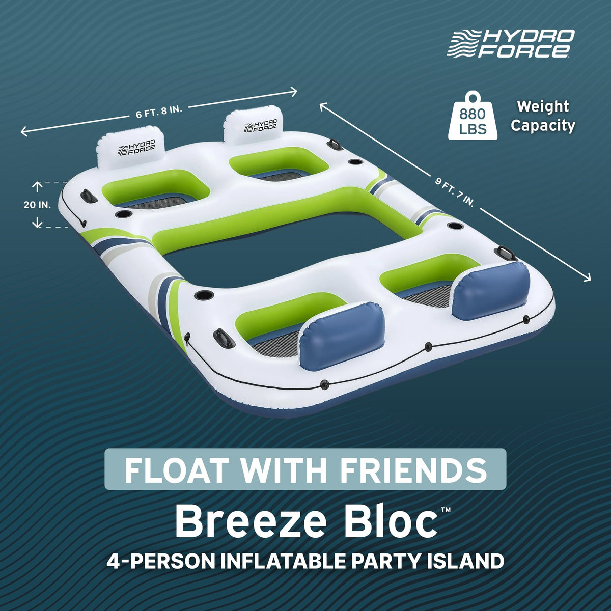 4 Person Inflatable Lounger with Cup Holders Y606497