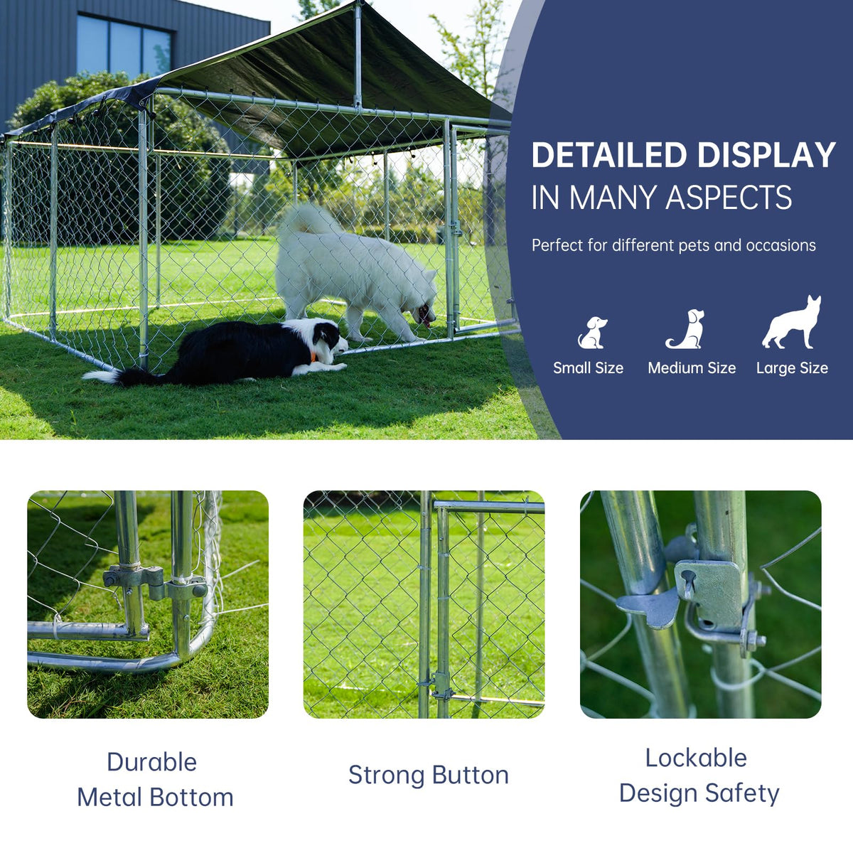 Heavy Duty Steel Dog Kennel with Secure Lock I98017