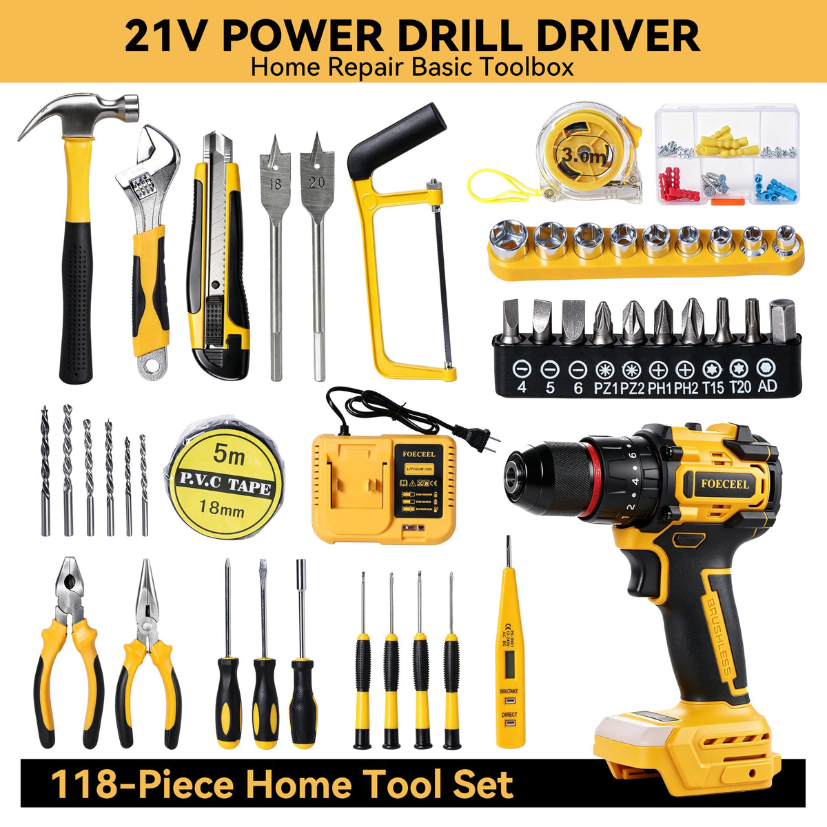 21V Brushless Cordless Drill Set X902