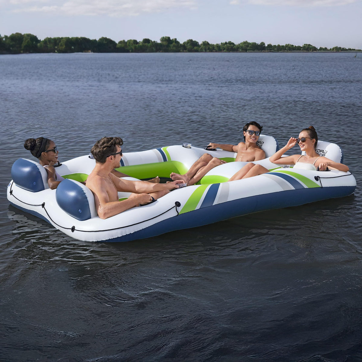 4 Person Inflatable Lounger with Cup Holders Y606497
