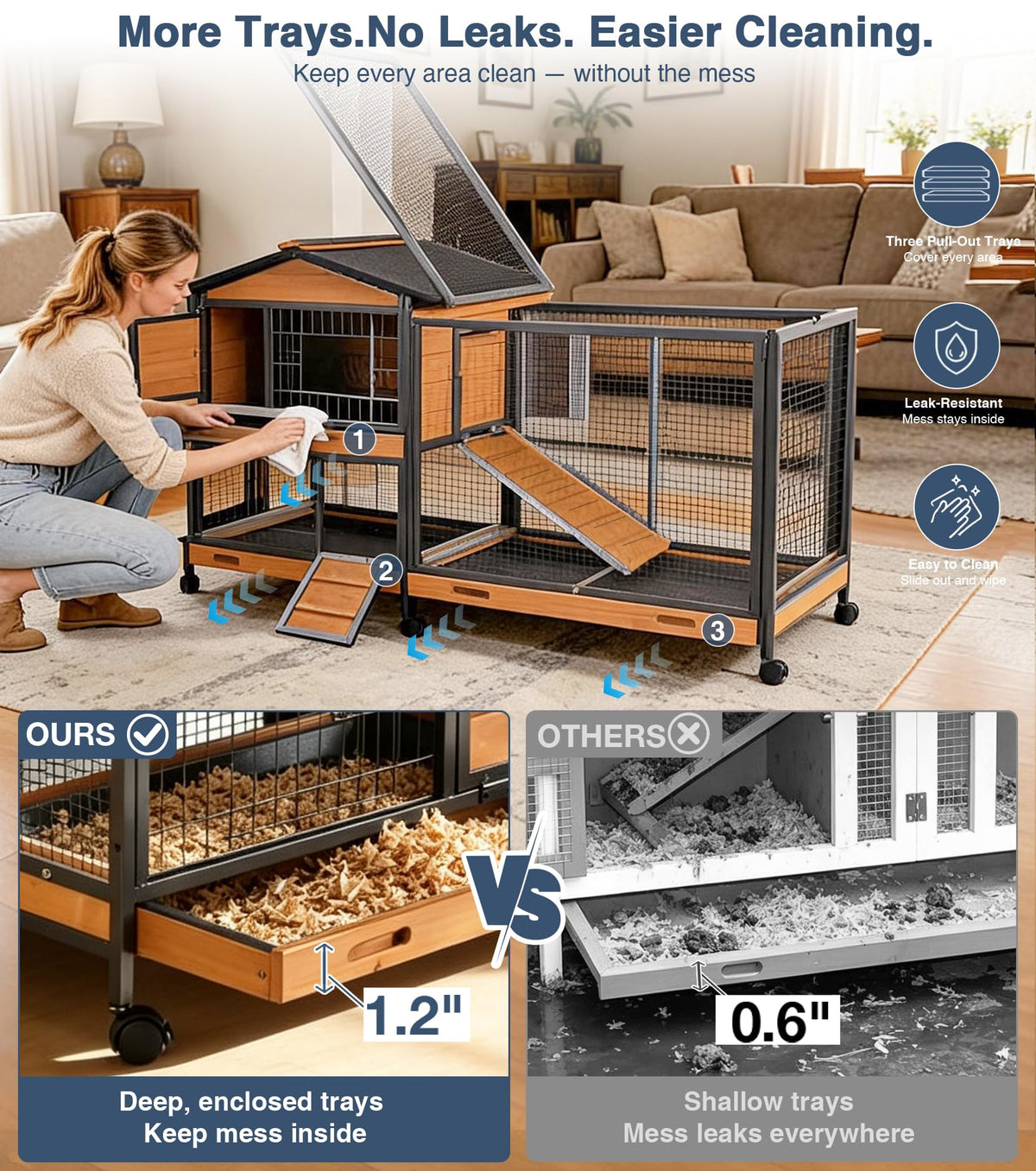 Extra Large Wooden Rabbit Hutch on Wheels H6522