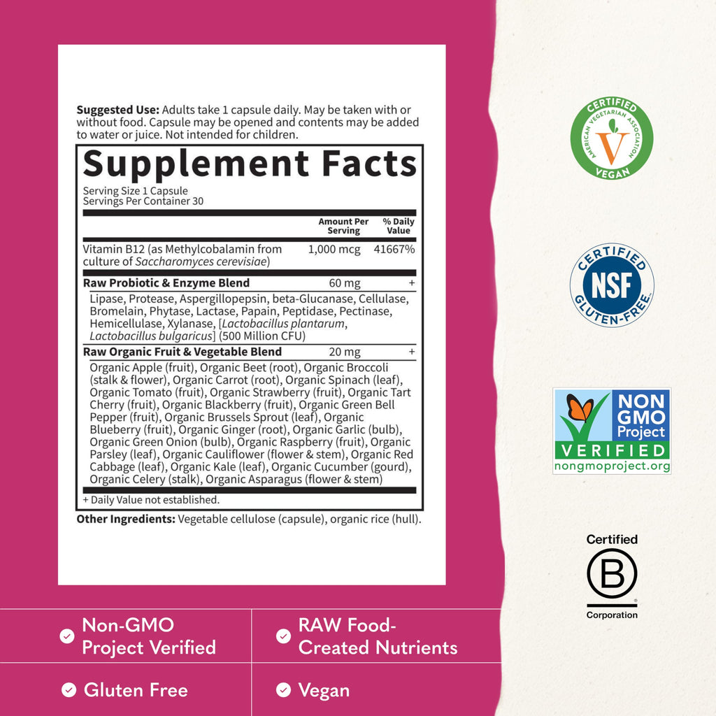 Vegan B-12 Methylcobalamin 30 Capsules V460