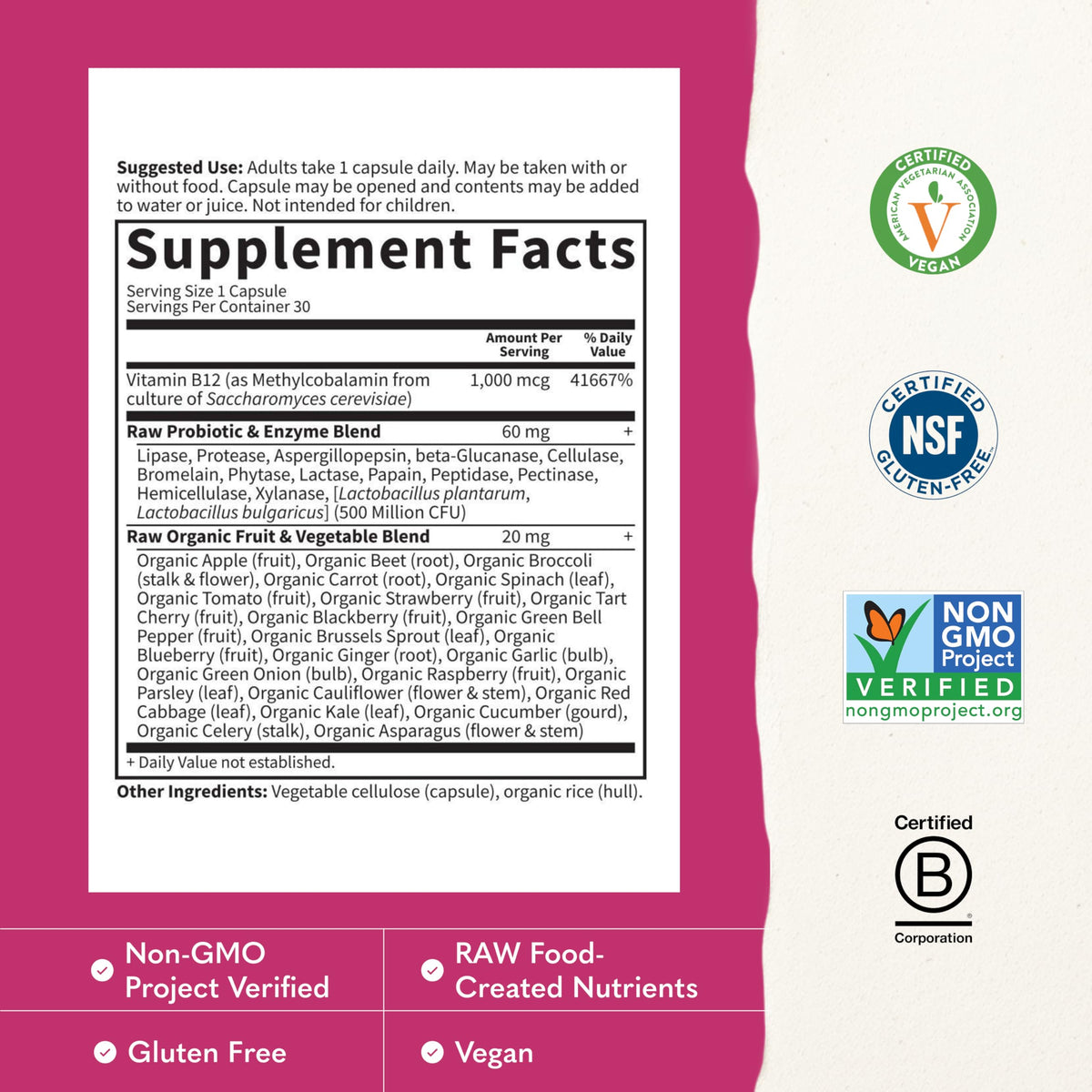 Vegan B-12 Methylcobalamin 30 Capsules V460