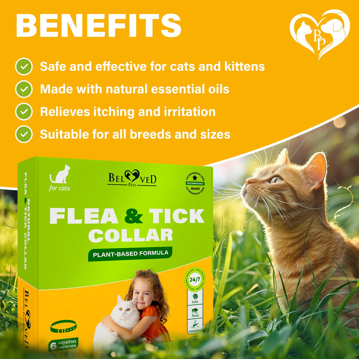 Natural Flea & Tick Collar for Cats 1 Pack M1082