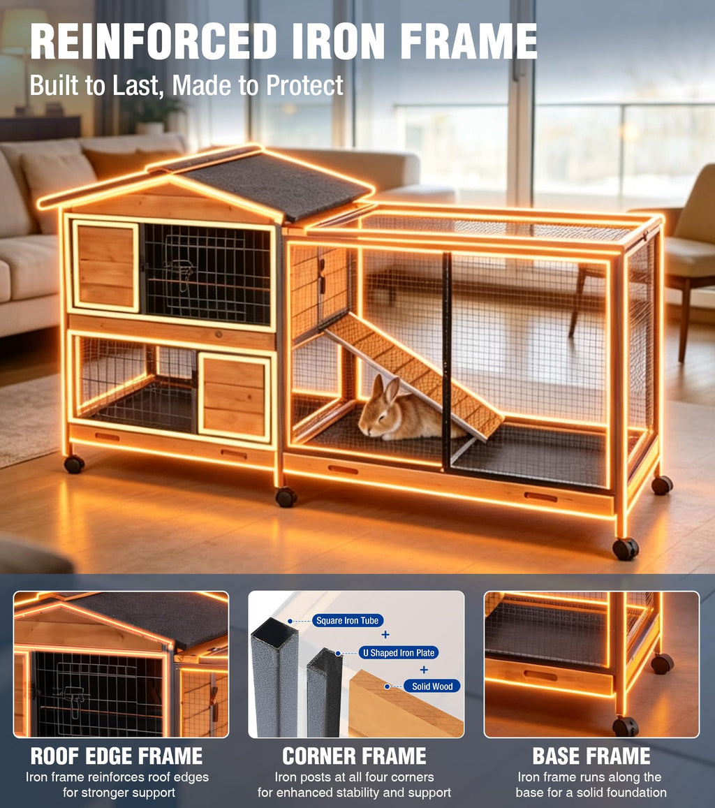 Extra Large Wooden Rabbit Hutch on Wheels H6522