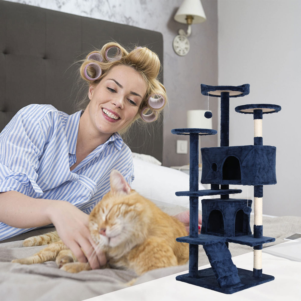 Tall Indoor Cat Condo Tower with Scratching Post F617