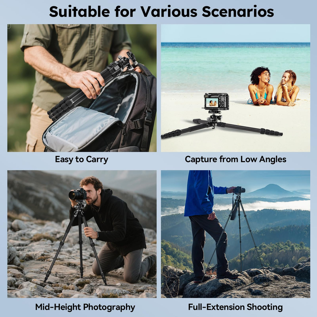 Carbon Fiber Travel Tripod with Quick Release Plate D1524