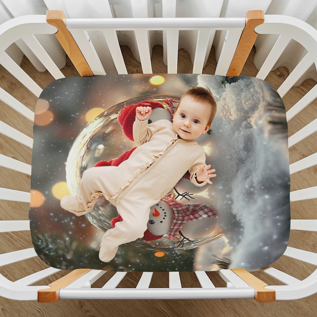 Snowmen Crystal Ball Crib Sheet 52" x 28" V4022