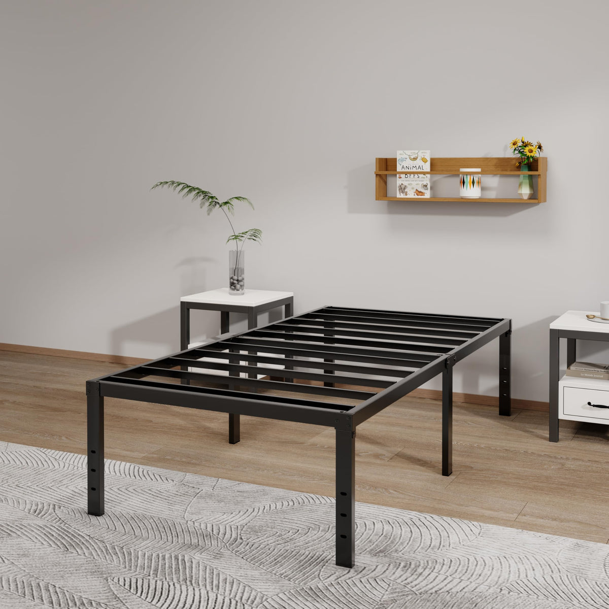 Twin XL 18 Inch Metal Platform Bed Frame with Underbed Storage N6239