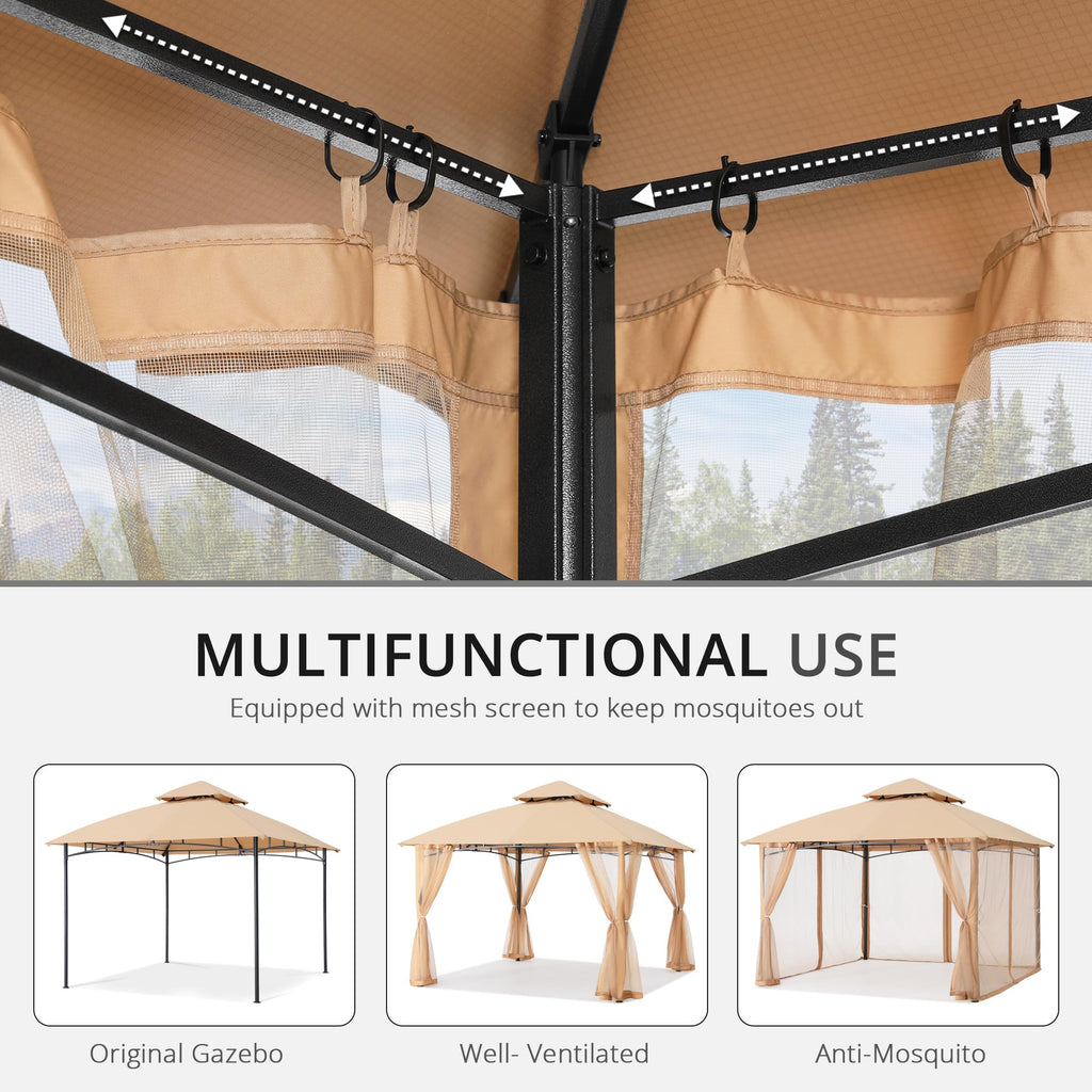 Beige 10x10 ft Gazebo Screen Walls Z17662