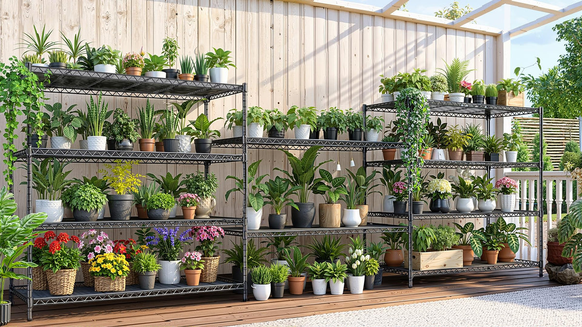 60”W 5 Tier Heavy Duty Metal Wire Shelving with Wheels P97203