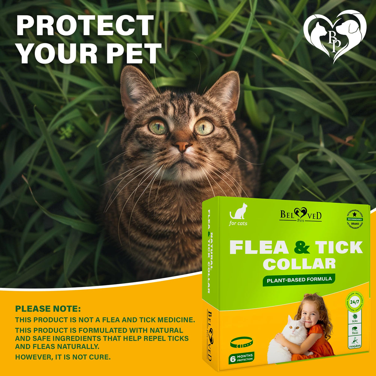 Natural Flea & Tick Collar for Cats 1 Pack M1082