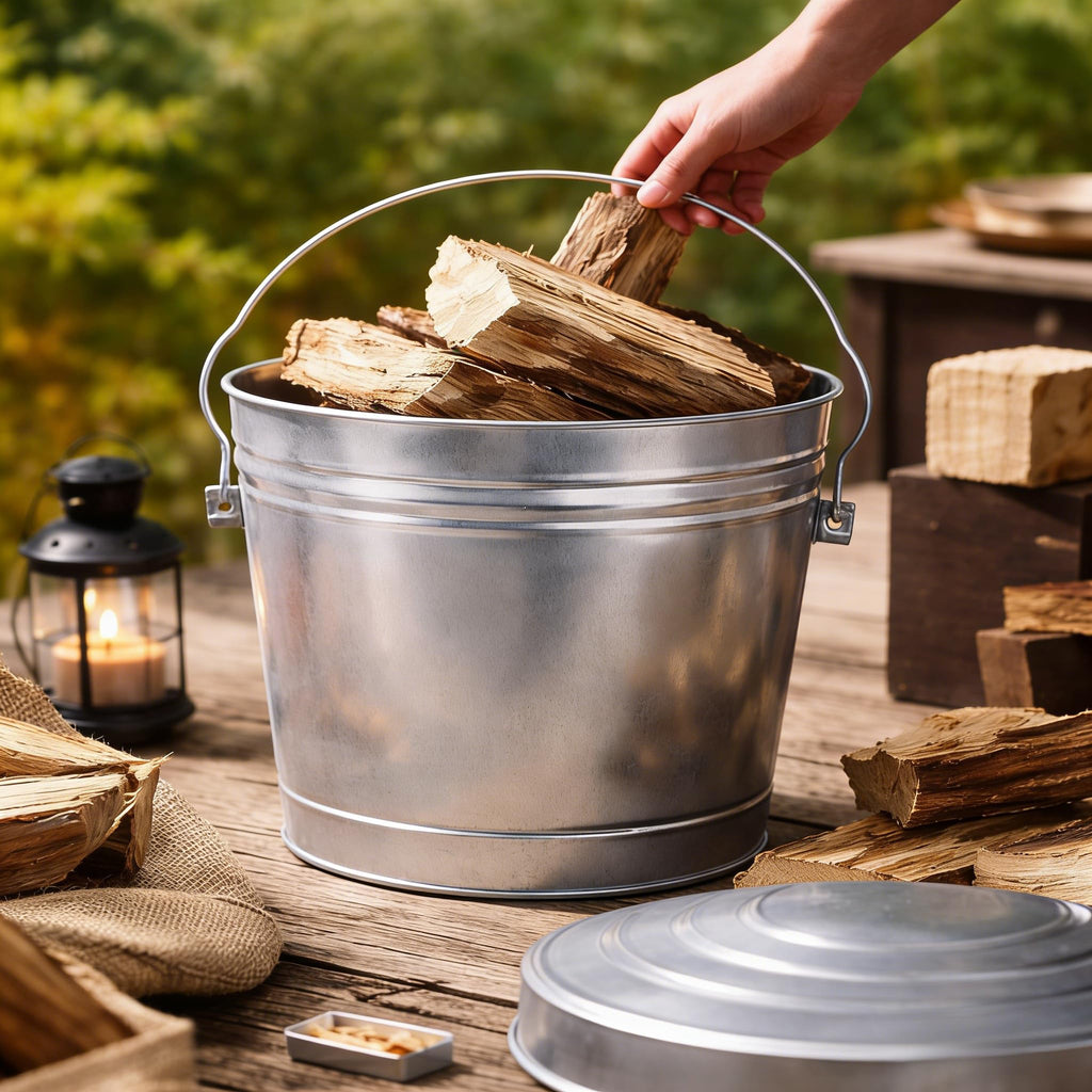 6 Gallon Galvanized Metal Trash Can with Lid F74499