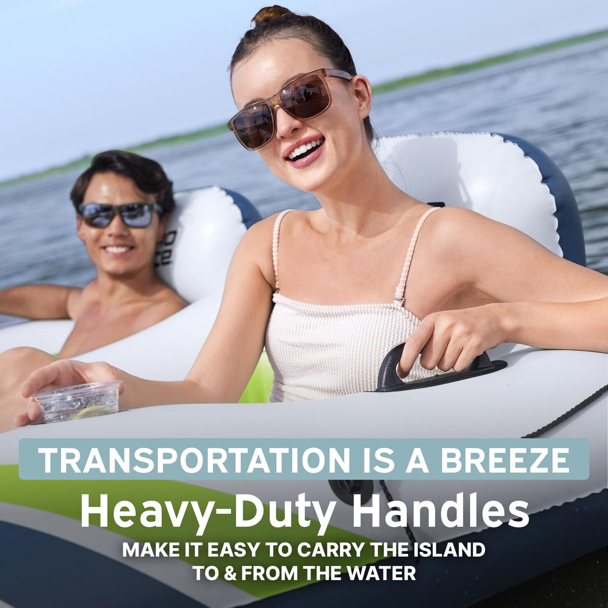 4 Person Inflatable Lounger with Cup Holders Y606497