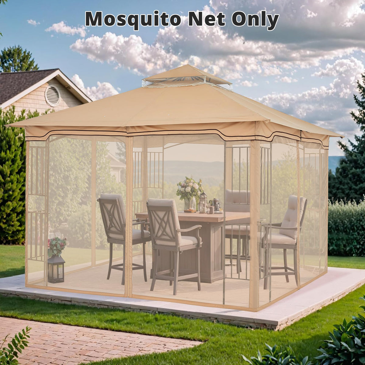 Beige 10x10 ft Gazebo Screen Walls Z17662