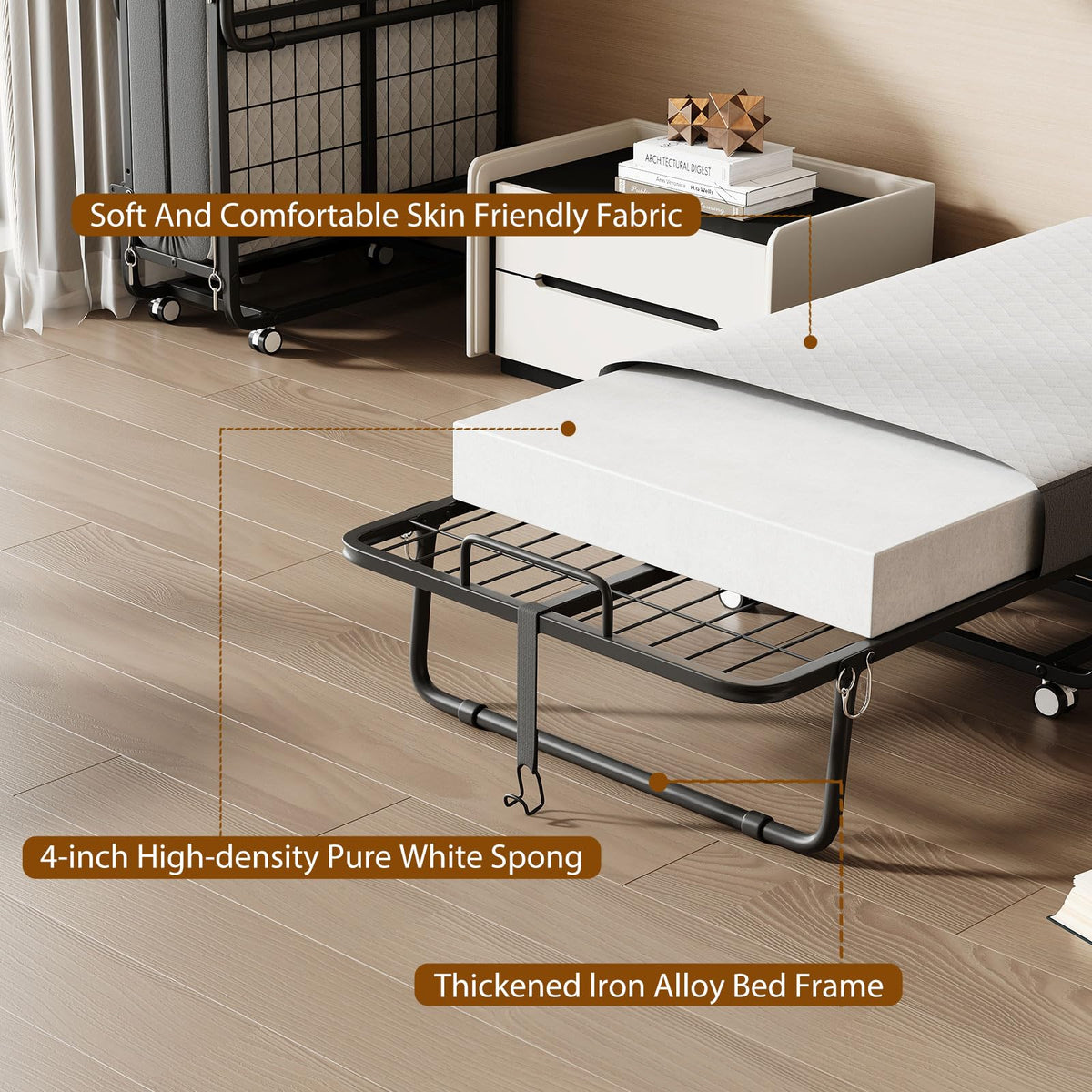 Folding Bed with Memory Foam Mattress A7867