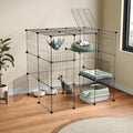 3-Tier Detachable Metal Wire Cat Cage Playpen B55604