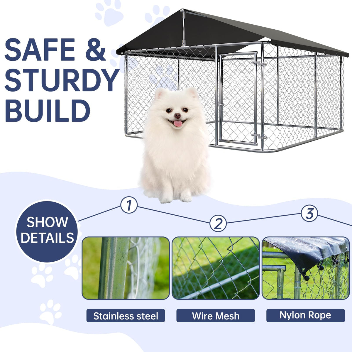 Heavy Duty Steel Dog Kennel with Secure Lock I98017