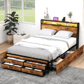 Queen Size Bed Frame with Headboard & 8 Storage Drawers K450130